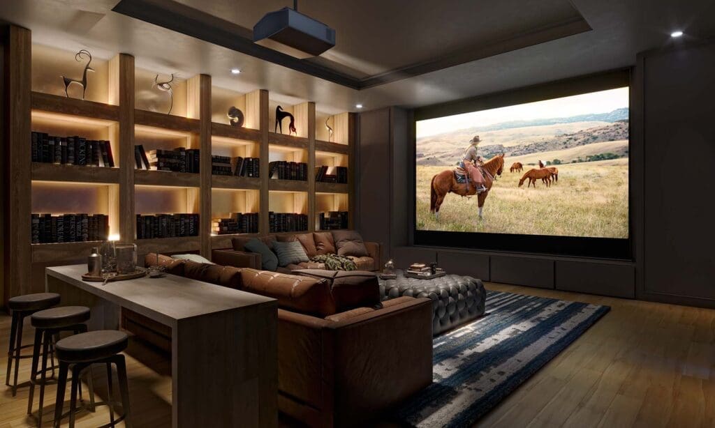 Sony Home Theater with western film on the screen